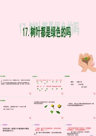 一年级语文下册 课文5 第20课《树叶都是绿色的吗》课件1 湘教版-湘教版小学一年级下册语文课件