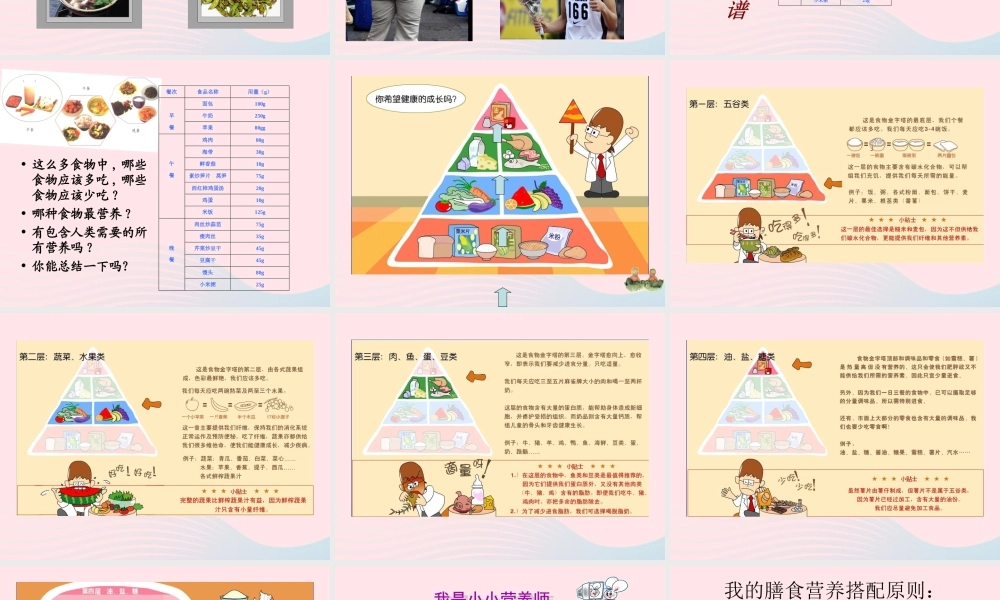 三年级科学上册 第一单元 生活中的食物 第5课《设计一日食谱》课件（2） 鄂教版-鄂教版小学三年级上册自然科学课件