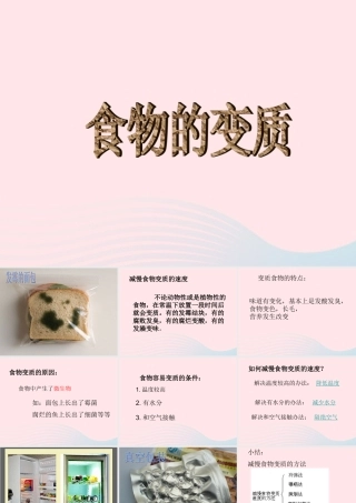 三年级科学上册 第一单元 生活中的食物 第7课《食物的变质》课件（3） 鄂教版-鄂教版小学三年级上册自然科学课件