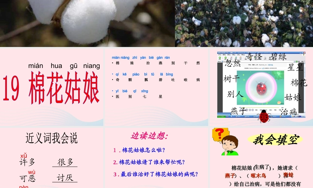 一年级语文下册 课文6 19《棉花姑娘》课件 新人教版-新人教版小学一年级下册语文课件