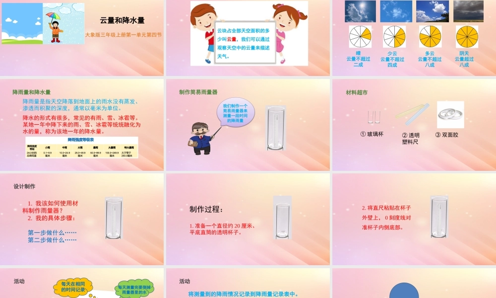 三年级科学上册 第一单元 小小气象员 4 云量和降水量教学课件 大象版-大象版小学三年级上册自然科学课件