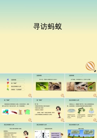 三年级科学上册 第四单元 有趣的动物 1 《寻访蚂蚁》教学课件 大象版-大象版小学三年级上册自然科学课件
