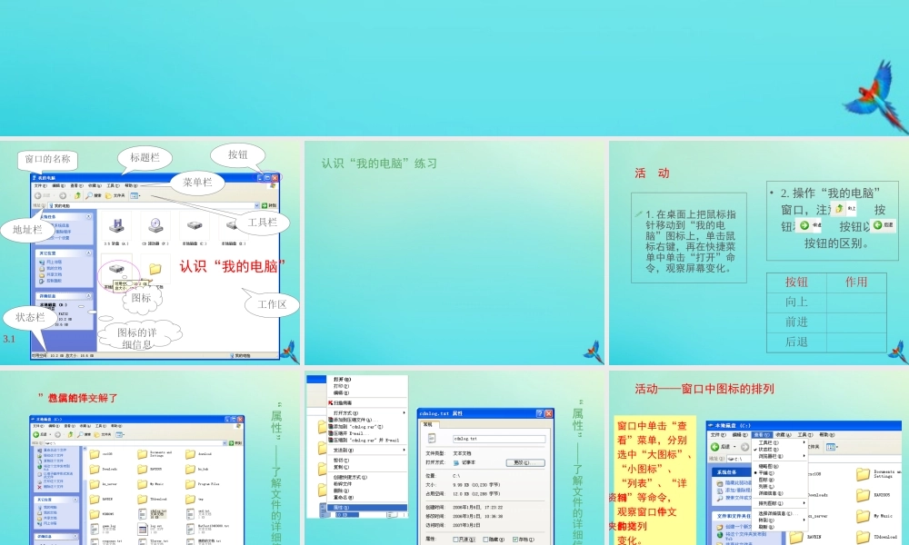 三年级信息技术下册 第二单元 文件管理 第4课 查看文件内容《认识我的电脑》课件 新人教版-新人教版小学三年级下册信息技术课件