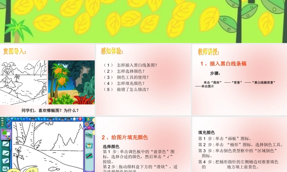 三年级信息技术下册 第三单元 用金山画王作图 第10课 填充颜色 填涂黑白线条稿课件 新人教版-新人教版小学三年级下册信息技术课件