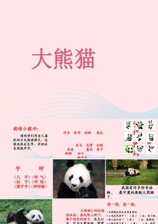 一年级语文下册 阅读八《大熊猫》课件3 教科版-教科版小学一年级下册语文课件