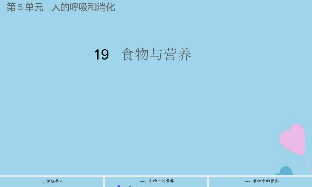 三年级科学上册 第五单元 人的呼吸和消化 19 食物与营养课件（新版）苏教版-（新版）苏教版小学三年级上册自然科学课件