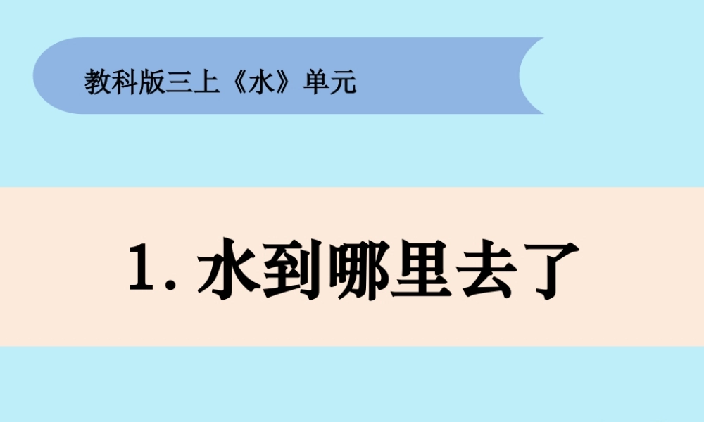 三年级科学上册 第一单元《水》1 水到哪里去了课件 （新版）教科版-（新版）教科版小学三年级上册自然科学课件