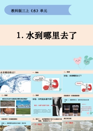 三年级科学上册 第一单元《水》1 水到哪里去了课件 （新版）教科版-（新版）教科版小学三年级上册自然科学课件