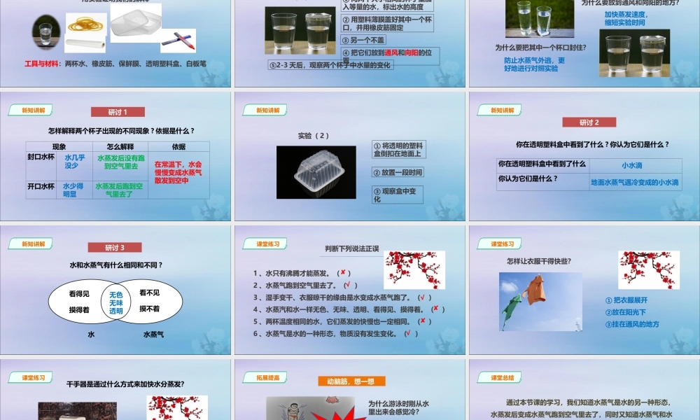 三年级科学上册 第一单元《水》1《水到哪里去了》课件 （新版）教科版-（新版）教科版小学三年级上册自然科学课件