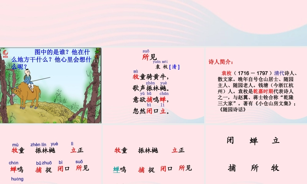 一年级语文下册 阅读二 第4课《古诗两首》（所见）课件2 教科版-教科版小学一年级下册语文课件