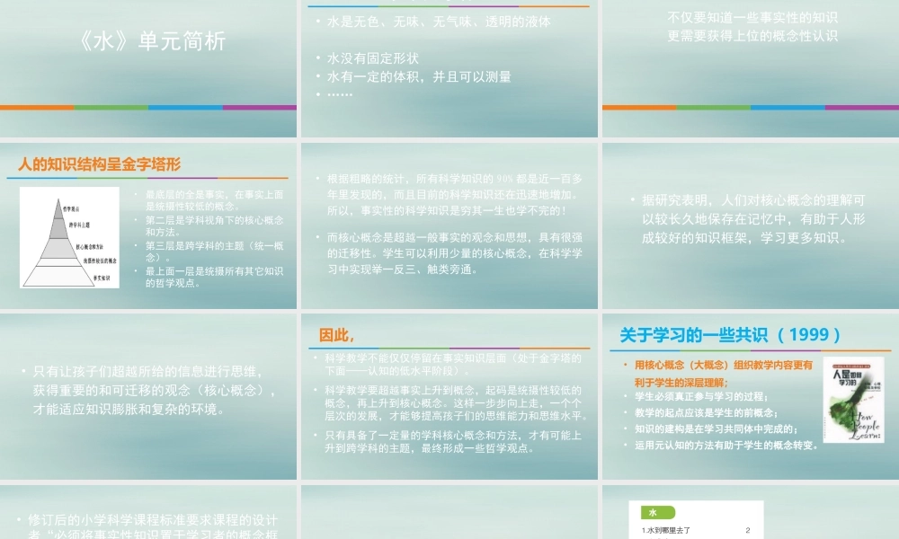 三年级科学上册 第一单元《水》单元解读课件 （新版）教科版-（新版）教科版小学三年级上册自然科学课件