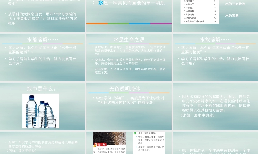 三年级科学上册 第一单元《水》单元解读课件 （新版）教科版-（新版）教科版小学三年级上册自然科学课件