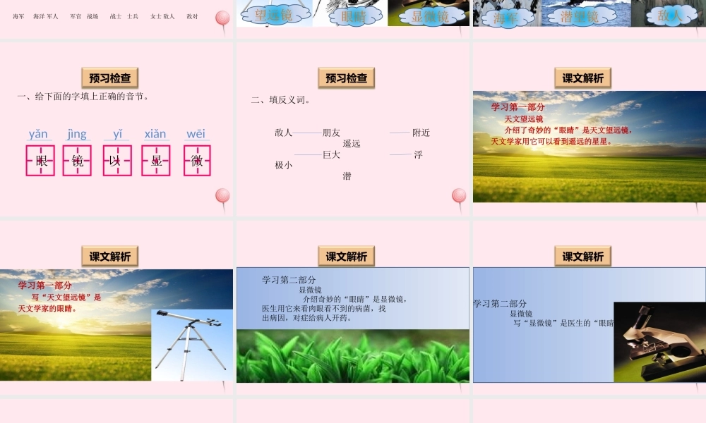 一年级语文下册 阅读六《奇妙的眼睛》课件1 教科版-教科版小学一年级下册语文课件