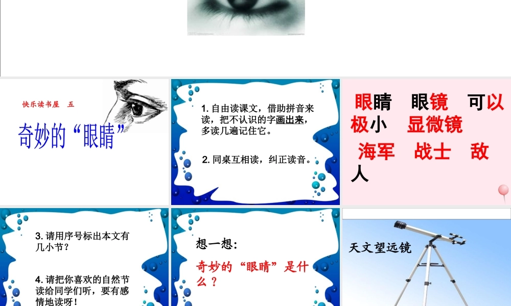 一年级语文下册 阅读六《奇妙的眼睛》课件3 教科版-教科版小学一年级下册语文课件