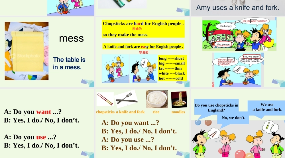 三年级英语上册 Module 1 Unit 1 Do you use chopsticks in England课件4 外研版（一起）-外研版小学三年级上册英语课件
