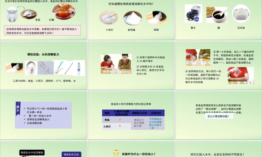三年级科学上册 水 5 《水能溶解多少物质》教学课件 教科版-教科版小学三年级上册自然科学课件