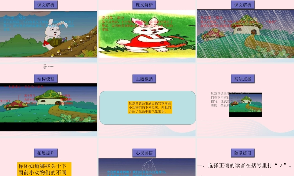 一年级语文下册 阅读四 第8课《要下雨了》课件1 教科版-教科版小学一年级下册语文课件