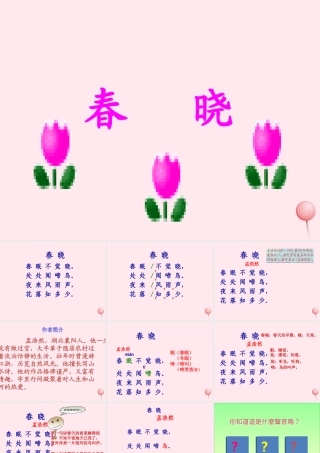 一年级语文下册 阅读五 第9课《古诗两首》（春晓）课件1 教科版-教科版小学一年级下册语文课件