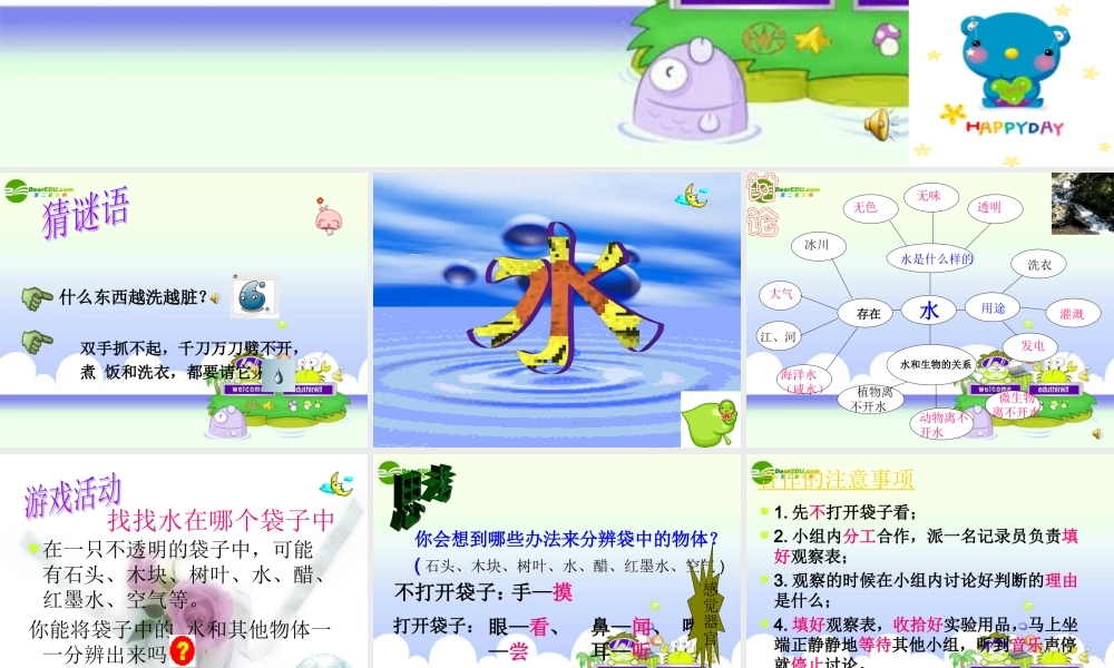 三年级科学上册 水和空气 1、水课件 教科版