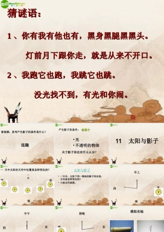 三年级科学上册 太阳和影子课件 青岛版五年制