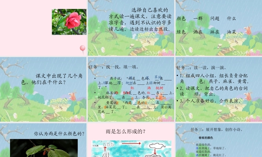 一年级语文下册 阅读五 第10课《春雨的颜色》课件4 教科版-教科版小学一年级下册语文课件