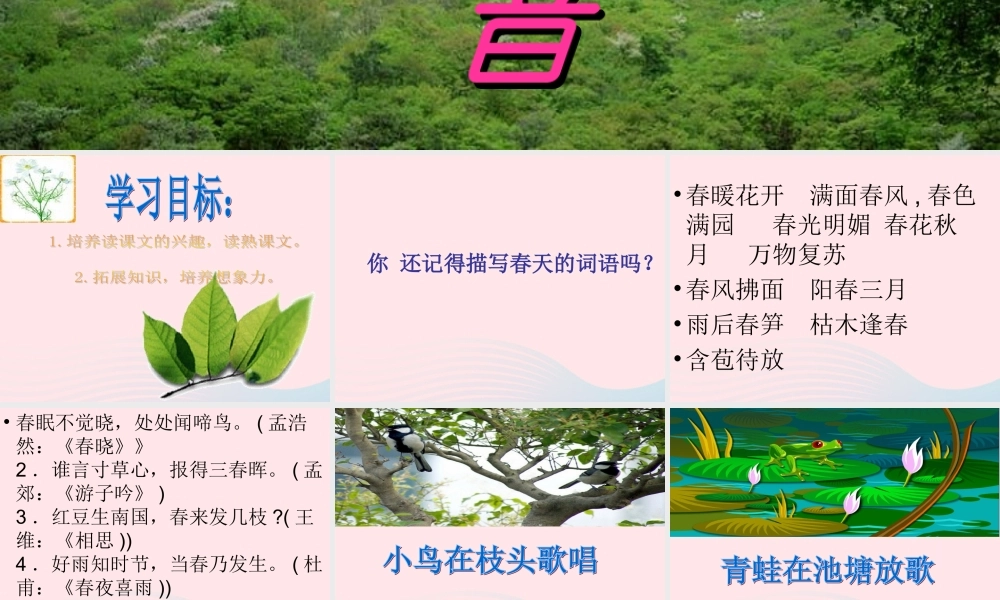 一年级语文下册 阅读五《春天的声音》课件1 教科版-教科版小学一年级下册语文课件