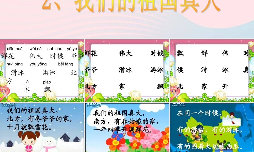 一年级语文下册 阅读一 第1课《我们的祖国真大》课件2 教科版-教科版小学一年级下册语文课件