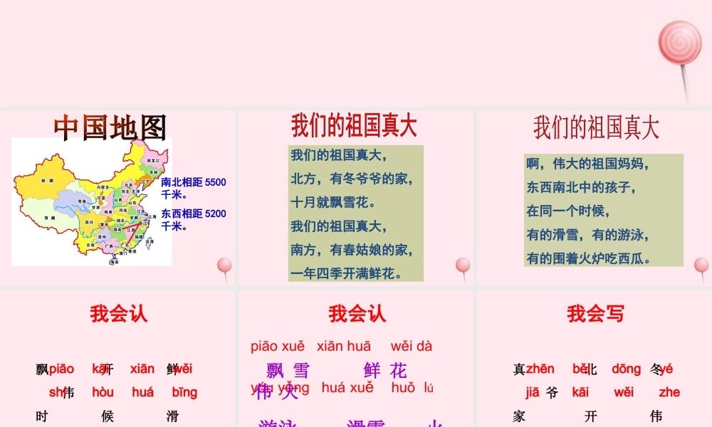 一年级语文下册 阅读一 第1课《我们的祖国真大》课件3 教科版-教科版小学一年级下册语文课件