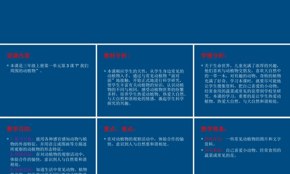 三年级科学上册 我们周围的动植物课件2 青岛版