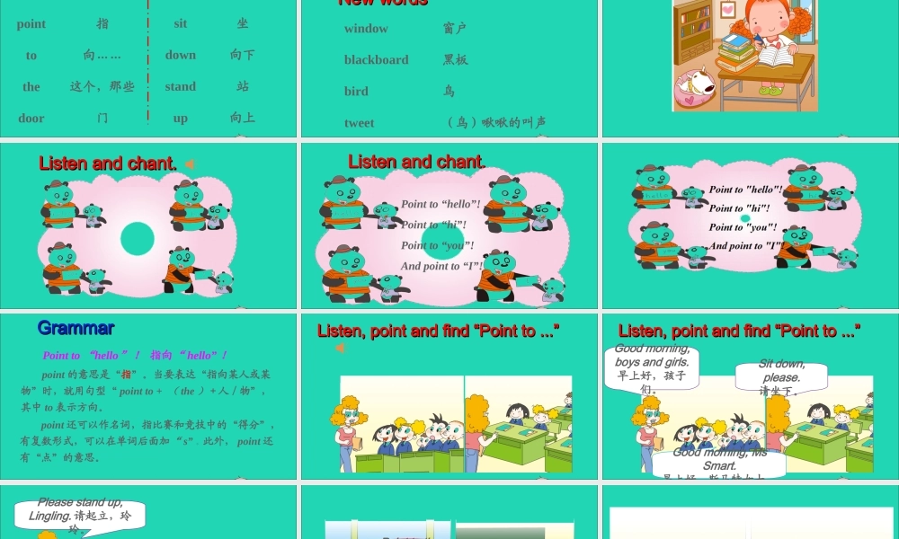 三年级英语上册 Module 3 Unit 1 Point to door课件+素材 外研版（三起）