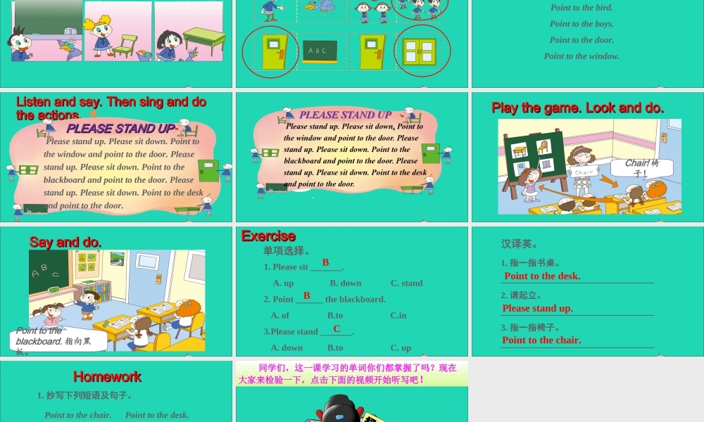三年级英语上册 Module 3 Unit 2 Point to desk课件+素材 外研版（三起）