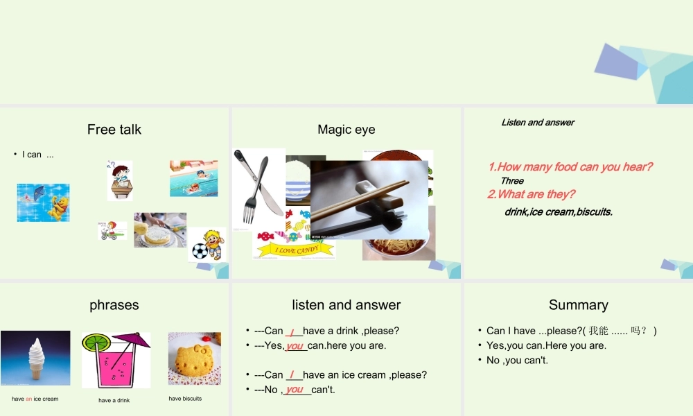 三年级英语上册 Module 5 Unit 1 Can I have an ice cream课件1 外研版（一起）-外研版小学三年级上册英语课件