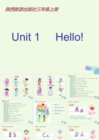 三年级英语上册 Unit 1 Hello课件3 陕旅版-陕旅版小学三年级上册英语课件
