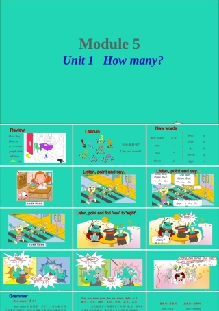 三年级英语上册 Module 5 Unit 1 How many课件+素材 外研版（三起）