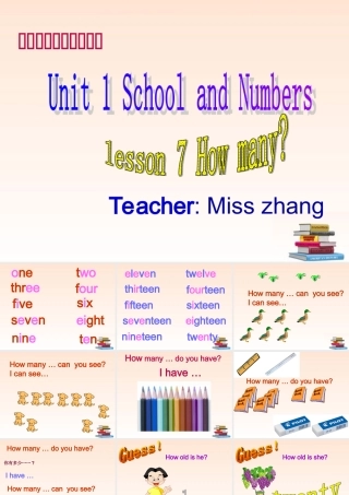 三年级英语上册 Unit 1 Lesson 7Teacher Miss zhang课件 冀教版