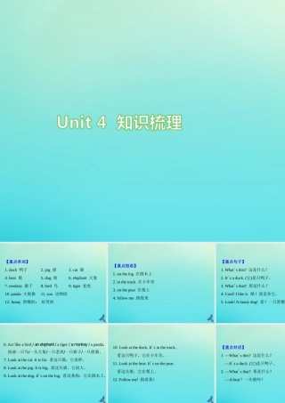 三年级英语上册 Unit 4 We love animals知识梳理练习课件 人教PEP版-人教PEP小学三年级上册英语课件