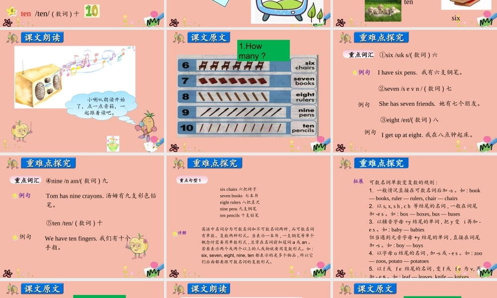 三年级英语上册 Unit 1 School and Numbers Lesson 6 Numbers 6-10课件 冀教版（三起）-冀教版小学三年级上册英语课件