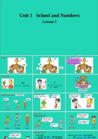 三年级英语上册 Unit 1 School and NumbersLesson 1 Hello课件+素材 冀教版（三起）