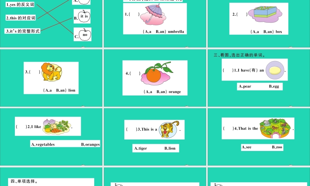三年级英语上册 Unit 4 What's This作业课件 陕旅版（三起）-陕旅版小学三年级上册英语课件