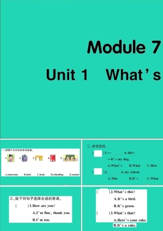 三年级英语上册 Module 7 Unit 1 What's this作业课件 外研版（三起）-外研版小学三年级上册英语课件