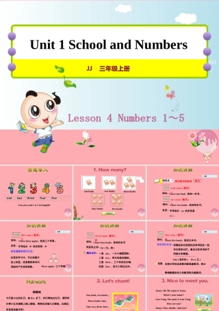 三年级英语上册 Unit 1 School and NumbersLesson 4 Numbers 1～5课件 冀教版（三起）-冀教版小学三年级上册英语课件