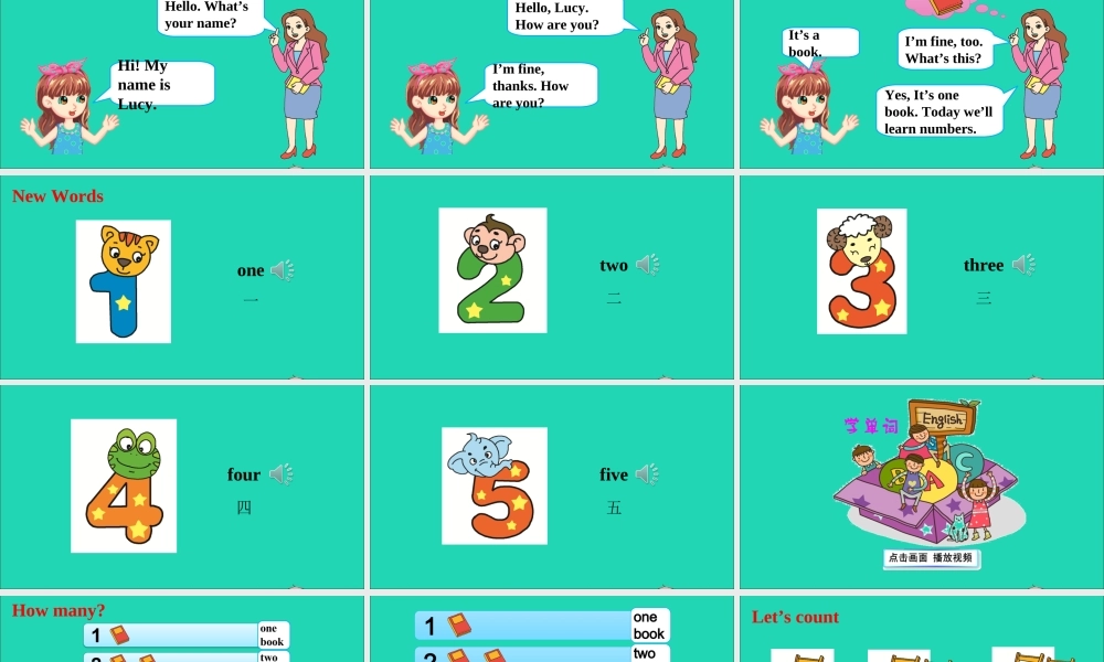 三年级英语上册 Unit 1 School and NumbersLesson 4 Numbers 1-5课件+素材 冀教版（三起）