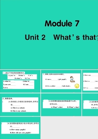 三年级英语上册 Module 7 Unit 2 What's that作业课件 外研版（三起）-外研版小学三年级上册英语课件