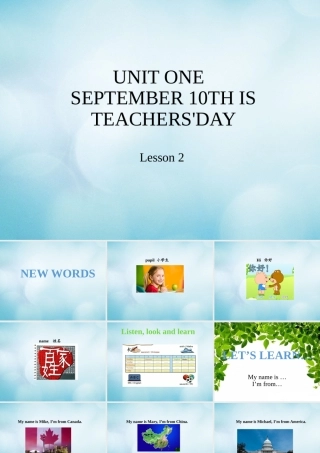 三年级英语上册 Unit 1 September 10th is Teachers’ Day Lesson 2课件 北京课改版-北京课改版小学三年级上册英语课件