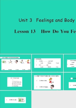 三年级英语上册 Unit 3 Body and Feelings Lesson 13 How Do You Feel作业课件 冀教版（三起）-冀教版小学三年级上册英语课件