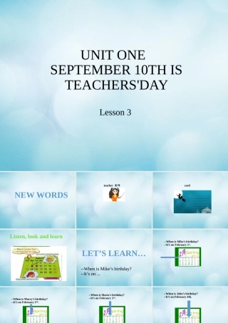 三年级英语上册 Unit 1 September 10th is Teachers’ Day Lesson 3课件 北京课改版-北京课改版小学三年级上册英语课件