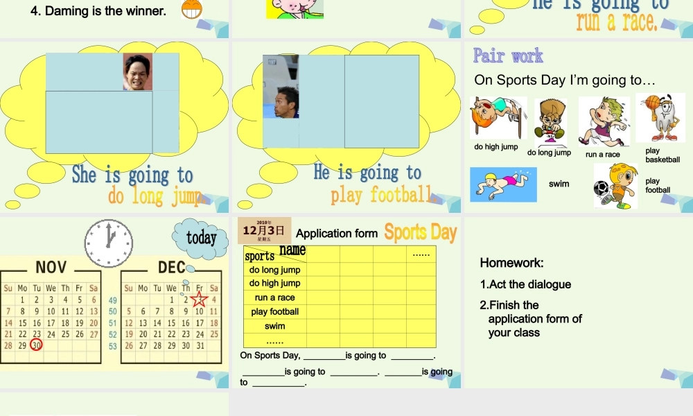 三年级英语上册 Module 9 Unit 1 I’m going to do long jump课件1 外研版（一起）-外研版小学三年级上册英语课件