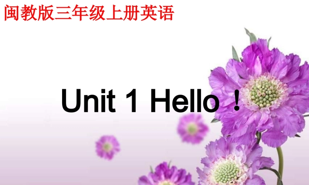 三年级英语上册 Unit 1（2）课件 闽教版