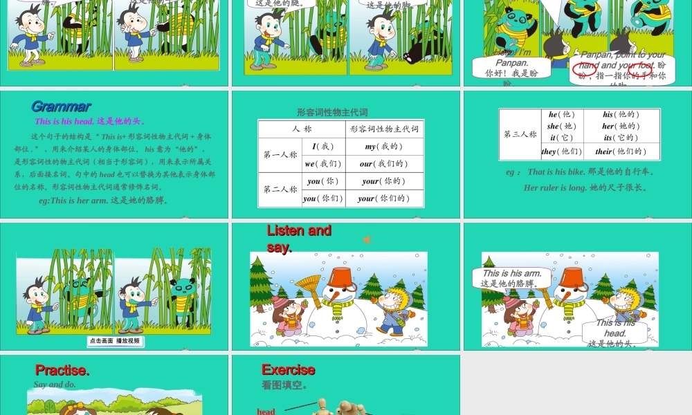 三年级英语上册 Module 10 Unit 1 This is his head课件+素材 外研版（三起）