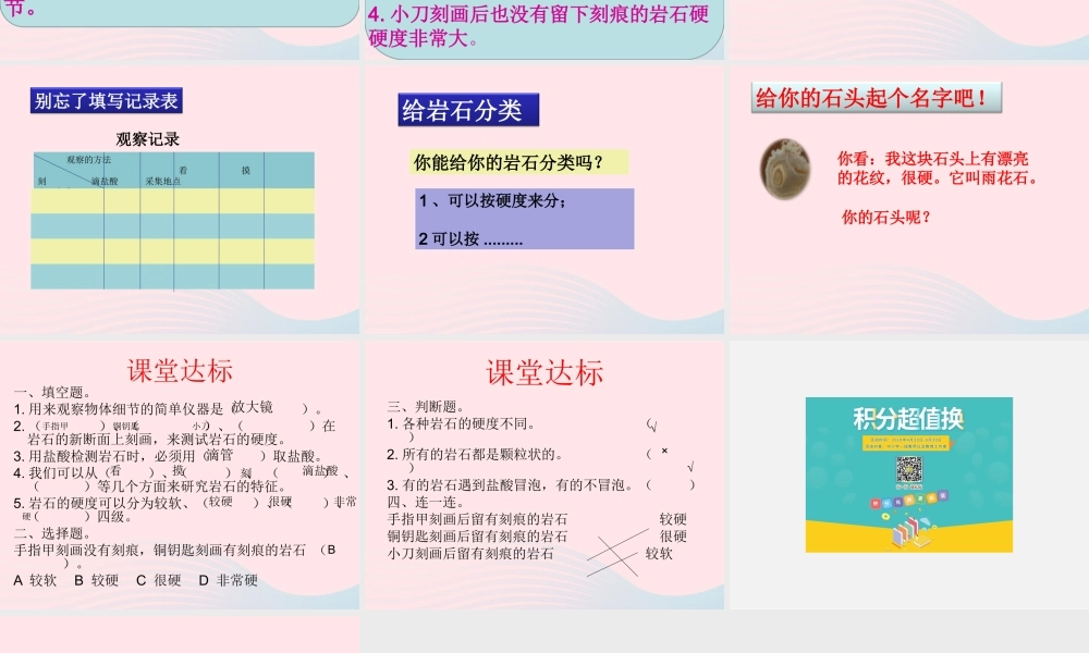 三年级科学下册 第三单元 第13课《认识岩石》课件 青岛版五四制-青岛版小学三年级下册自然科学课件